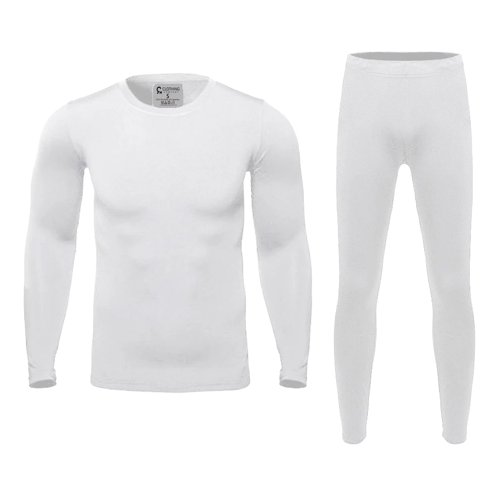 Mens Ultra-Soft Fleece Lined Thermal Base Layer Top & Bottom Set - White, XL
Opens in a new window o