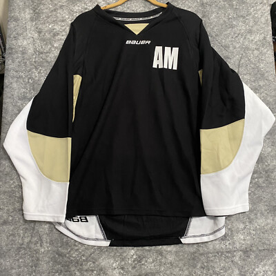 Pittsburgh Penguins Bauer Hockey Jersey Pattern Medium Practice Senior Black Tan