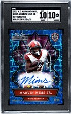 2021 Wild Card Alumination Marvin Mims Jr. HOLO LUX BLUE /18 SGC 10 w/10 AUTO RC