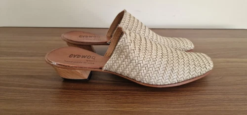 RARE CYDWOQ Vintage Woven Leather Mules Slides Handmade U.S.A. Size EUR 37 E93