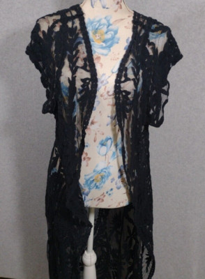 I Joah Sheer Black Robe Kimono Size L Transparent Lingerie