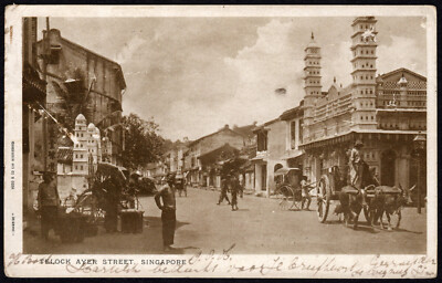 1906 AK Singapore Telock Ayer Street, Chinatown, ''SANBRIDE'' Hood & Co., gelaufen