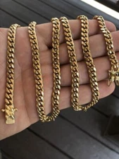 6mm Mens Cuban Miami Link Chain 14k Gold Plated Stainless Steel 28” Best Quality