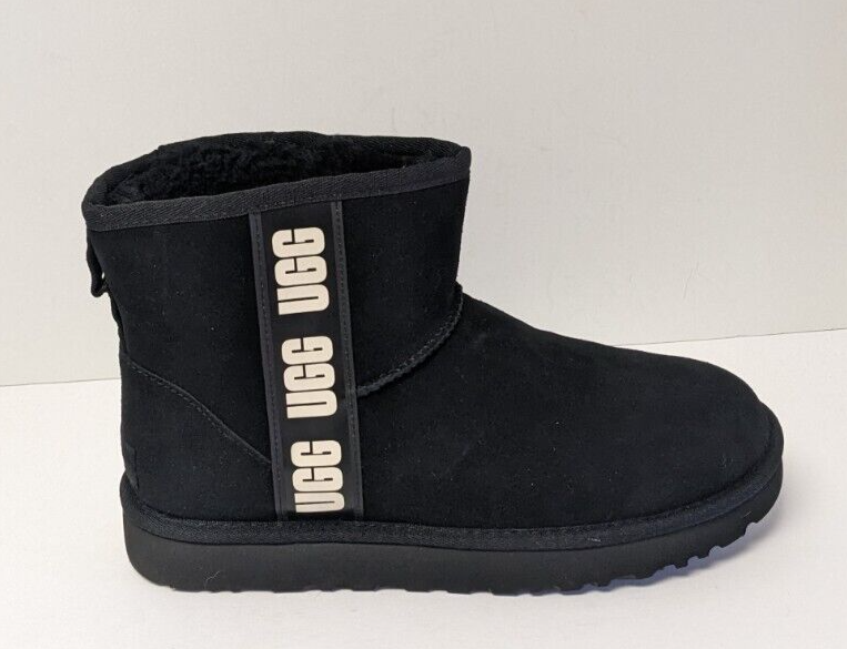 SALE!!【UGG】CLASSIC MINI SIDE LOGO★サイドロゴ★可愛い UGG Classic Mini Side Logo Boots, Black Suede, Women's 9 M