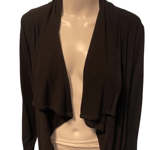 Cardigã Piko 1988 preto frente aberta cachoeira drapeado manga longa tamanho XS - Imagem 2 de 4