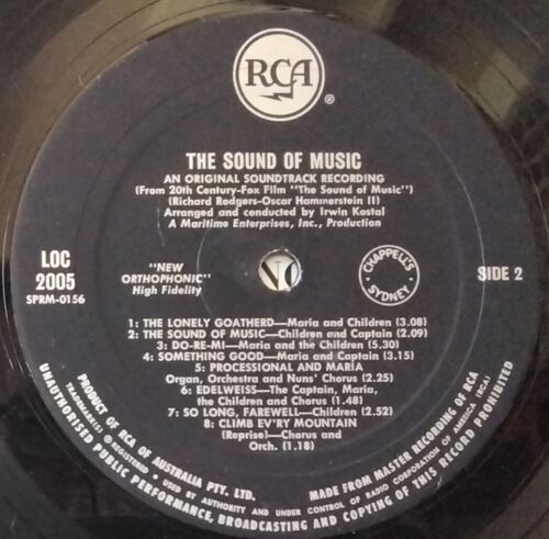 THE SOUND OF MUSIC Soundtrack ROGERS & HAMMERSTEIN 1965 RCA LOC-2005 MONO AUS LP - Picture 3 of 3