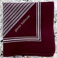 MAN HANDKERCHIEF COTTON ART POCKET SQUARE 18" CLASSIC RED WINE  GREY STRIPED