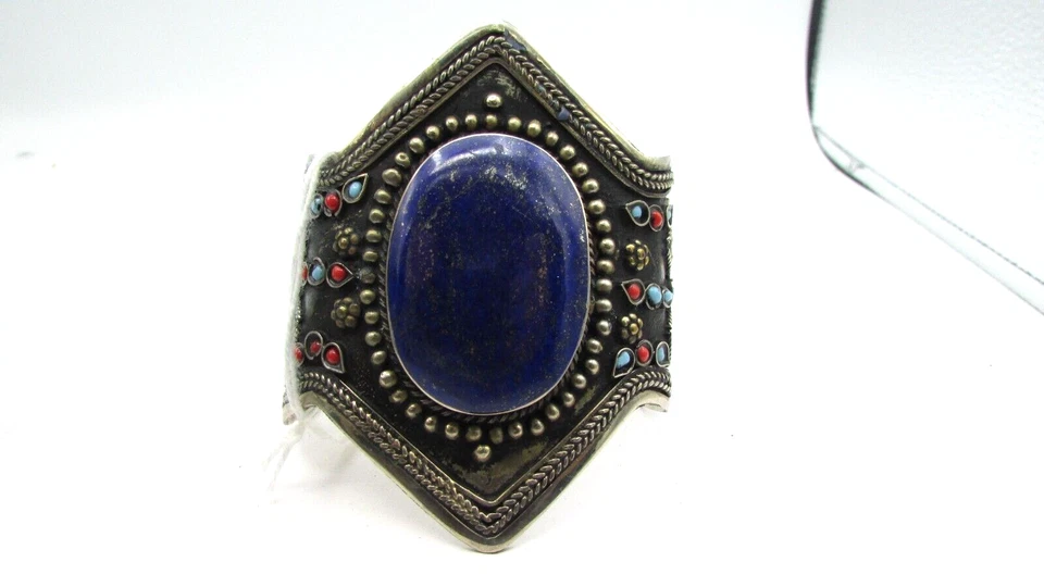 PULSERA BAJALIA LAPISLÁZULI FILLIGRANE con brazalete turquesa rojo y azul jtv br3 Foto 2 de 4