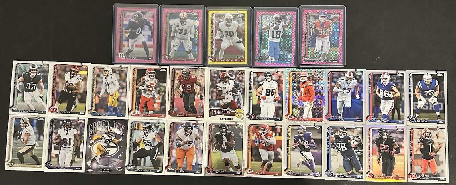 2025 Topps Chrome Football Lot Of 459 Base, Refractors, Inserts, Numbered Cards