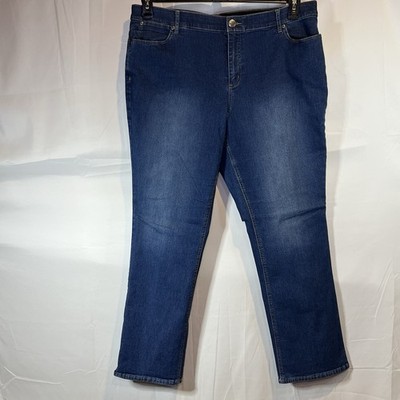 CJ Banks Women's Tummy control Mid Rise Straight Leg Jeans Size 18W Blue Denim