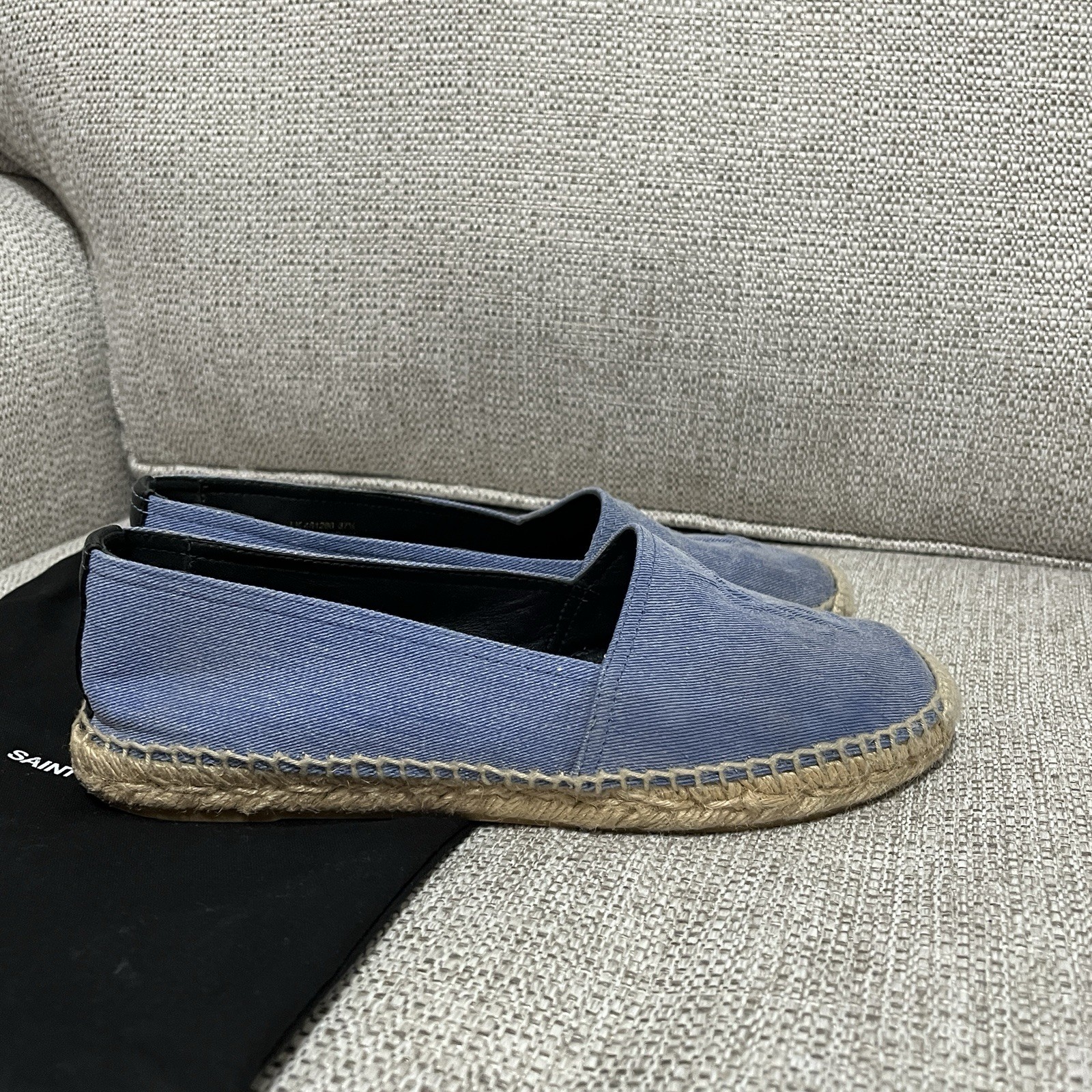 SAINT LAURENT Scarpe basse espadrillas YSL Yves Saint Lauren denim monogramma logo taglia 37 5