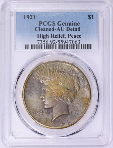 1921 Peace Silver Dollar $1 High Relief PCGS AU Details (063)