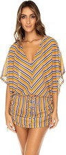 NWT LULI FAMA Miami Chevron print Cabana V-neck Swimsuit Cover-up Size M