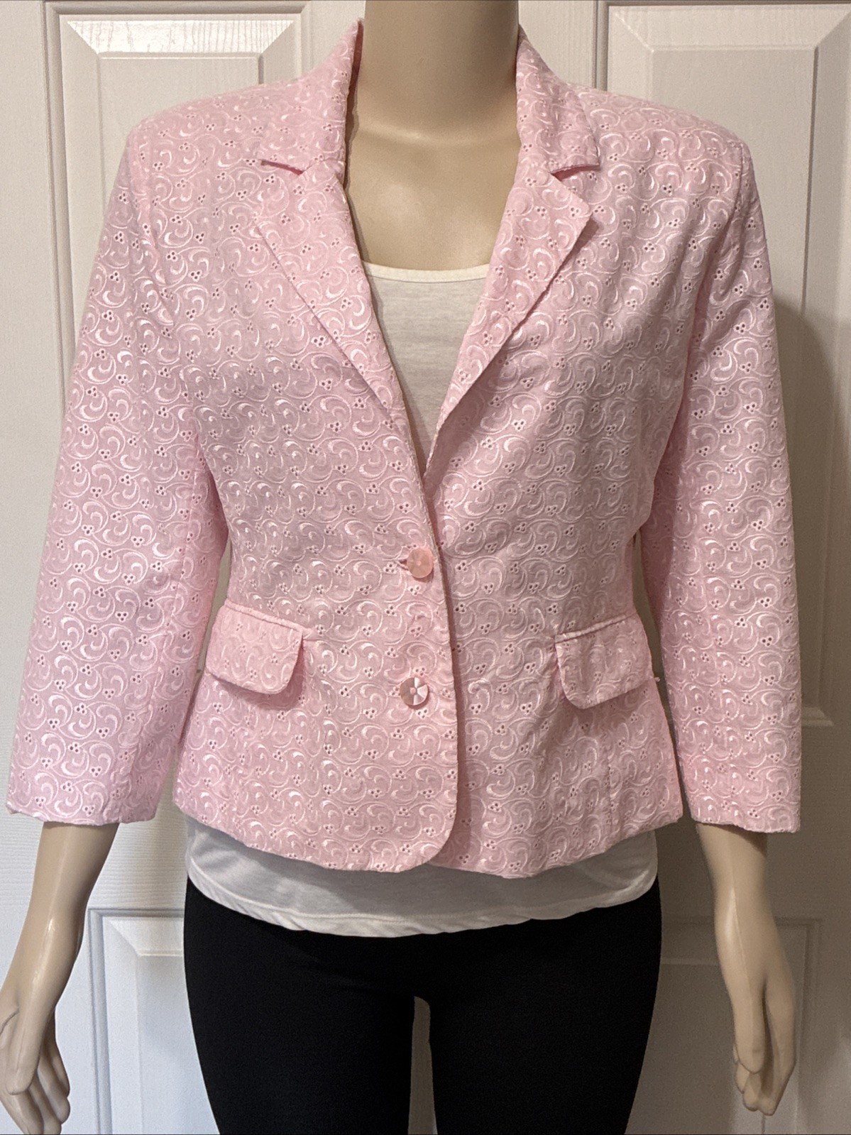 Sag Harbor Womens 12P Light Pink Blazer Jacket Career Office Lightweight (mc)