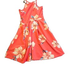 Monteau Los Angeles Dress SZ S Coral Floral Halter FIT & Flare, 90's Y2K Party