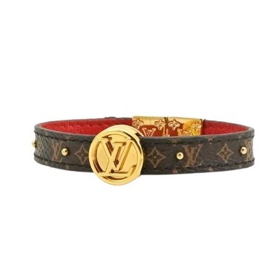 LOUIS VUITTON Monogram Wendearmband LV Kreis M6268E Rot Gold Charm Gebraucht
