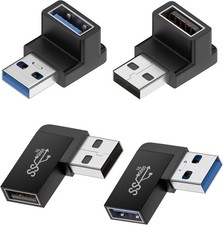 90 Degree USB 3.0 Male to Female Adapter, 4 Pack Up and Down  Left and Right