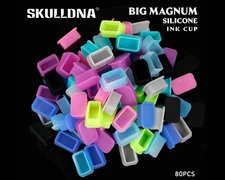 80pcs Rectangle Silicone Ink Cups for MAGNUM Tattoo PMU Pigment Holder Cap