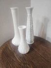 Vintage Milk Glass Bud Vases White Set 3