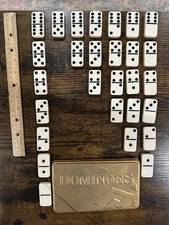 Domino Sets, Double 6 Complete  (Duck Theme on Back) Tin Box