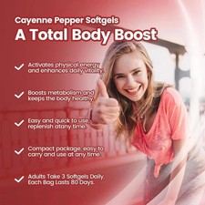 VivoNu Cayenne Pepper Softgels Supplement - 240 Capsules NEW FREE SHIP - Image 5