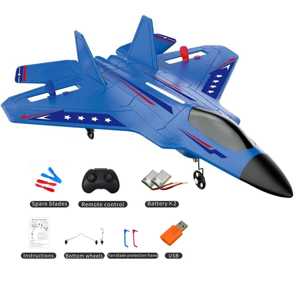 EE. UU. RC Aircraft RTF 2.4 GHz 2CH Fighter Blue Aircraft Control Remoto R/C Planeador Foto 4 de 4