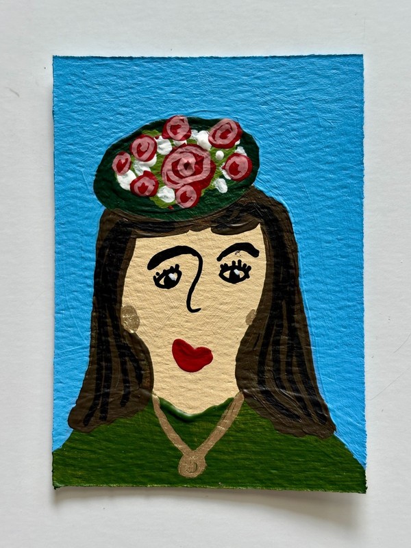 ACEO Original Acrylic Painting Portrait of Sylvia