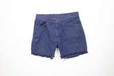 Vtg 60s 70s Streetwear Mens 30 Faded Frayed Denim Jean Short Shorts Indigo USA