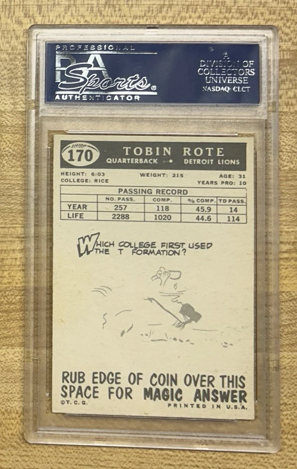 1959 Topps Tobin Rote 170 PSA 7 - Image 2 of 2