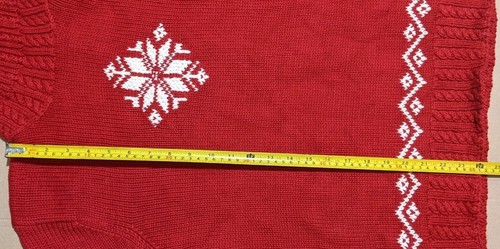 Ralph Lauren Fairisle Snowflake Hand Knit Chunky Roll Neck Jumper Red MEDIUM - Picture 6 of 8