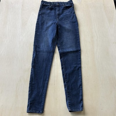 American Eagle Next Level Skinny Jeans Womens 8 Long Med Wash Blue High Rise