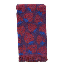 Deborah Connolly Strawberry Kitchen Towel Fringe Red Blue Cotton Jacquard