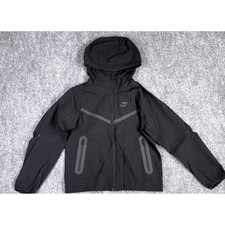 Nike Kids Small Black Tech Fleece Woven Full-Zip Hooded Jacket Windbreaker NWT