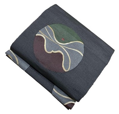 Japanischer Kimono Nagoya Obi Gürtel Matsuba Single Tsumugi Abstrakt Reine Seide