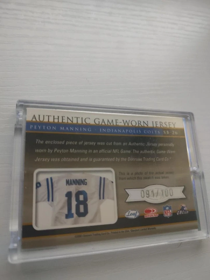 2001 Quantum Leaf Peyton Manning Shirt Off My Back /100 (MEM) Indianapolis Colts - Image 4 of 4