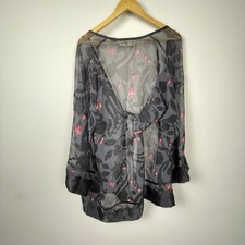Victoria's Secret Collection Y2K Sheer Floral Robe Black Red Vintage Size S