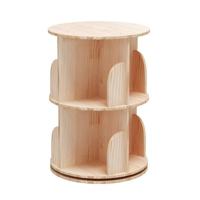 Rotating Bookshelf, 360 Display 2 Tier Floor Standing Bookcase Storage Rack f...