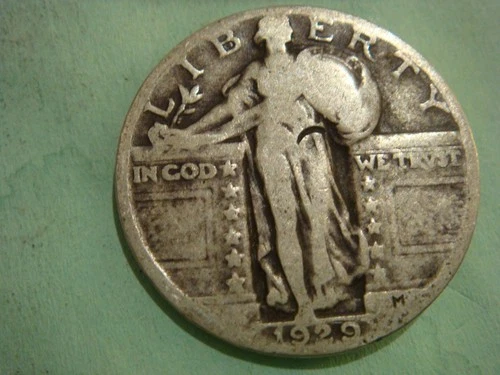 1929 P Standing Liberty Quarter album filler, actual coin in photo