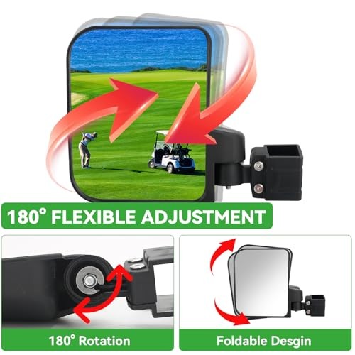 No Drilling Golf Cart Side Mirrors for EZGO Club Car Yamaha, HD B- Clips - Picture 6 of 7