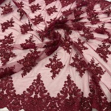 Luxury Beaded Lace Fabric   Embroidered Tulle for Bridal Gowns VT-31