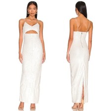 NWT Alice + Olivia Valli Cutout Sequined Maxi Dress Off White SIZE 2 MSRP $695