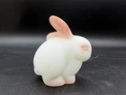 🐇🤍 Vintage Fenton Hand‑Painted Satin White Bunny – Signed R. Vashel 🤍🐇