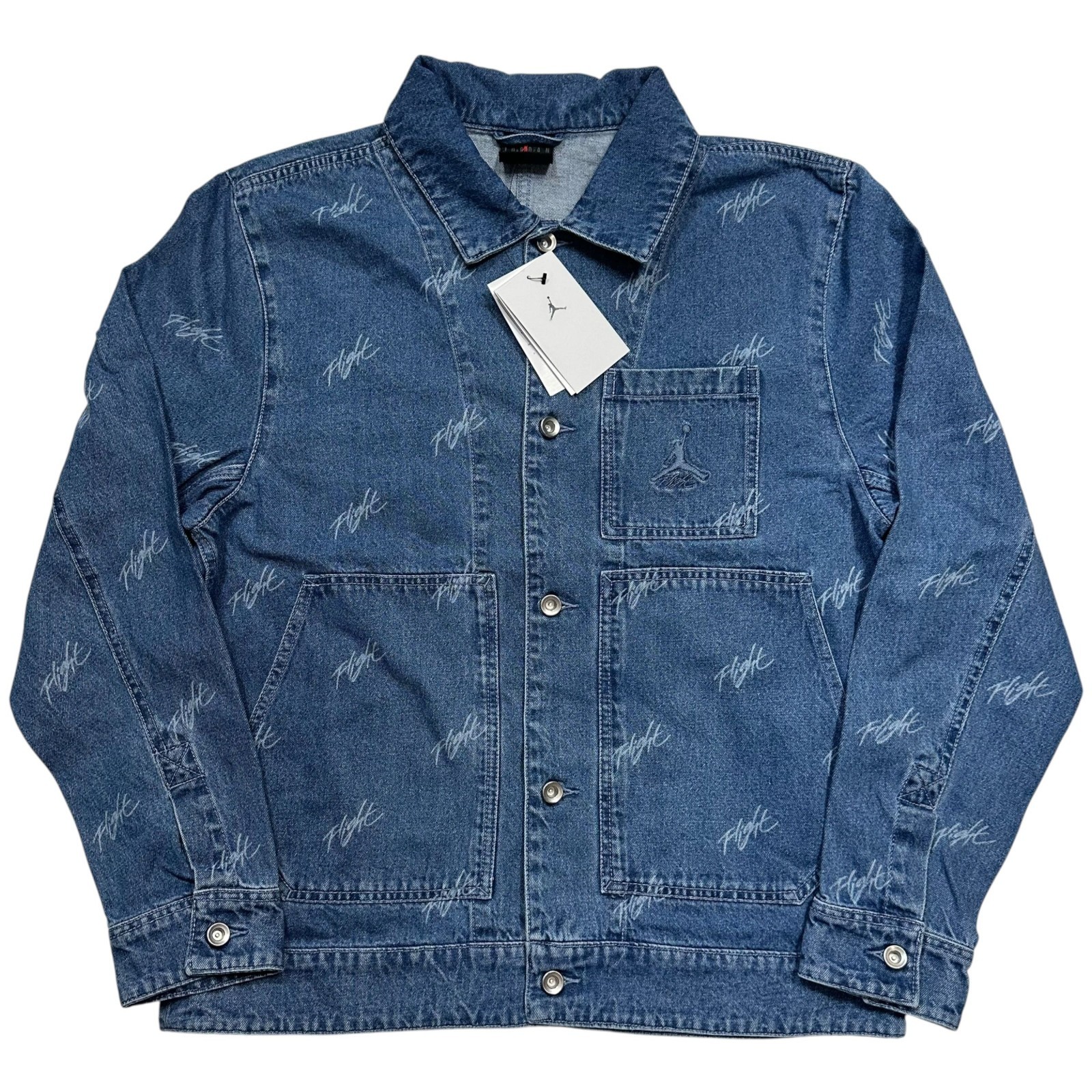 SACAI X NIKE Nike Air Jordan Flight Heritage Denim Trucker Jacket Uomo Taglia Media Blu NUOVO