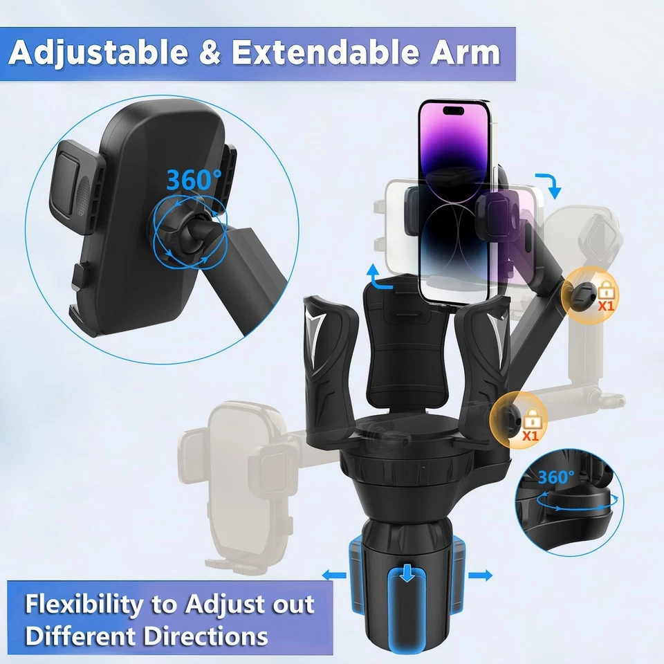 Car Cup Holder Phone Mount Universal Auto Cell Phone Stand With Drink Expand - Image 4 of 4