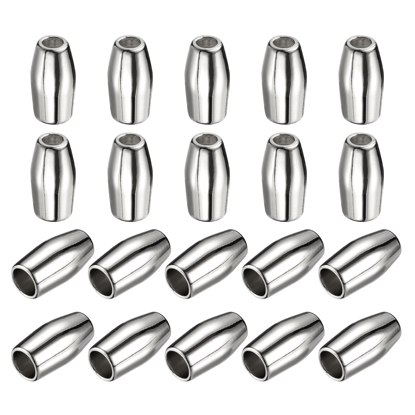 30Pcs 3.7mm Metal Bell Stopper Conical Cord Ends Lock Rope Fastener Silver