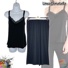 NWT Linea Donatella Women S Ariella 2-Pc. Cropped Lace-Trimmed Pajama set AAP045
