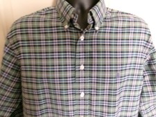 Men's Brooks Brothers M Medium Plaid Non Iron Button Down Shirt Blue Logo