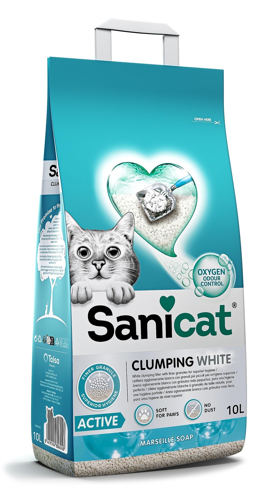Sanicat - White Ultra-Clumping Cat Litter - Marseille Soap Scented 10L, white