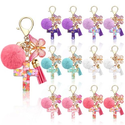 12 Pcs Cross Butterfly Keychains for Women Christian Resin Keychain Bulk Chur...