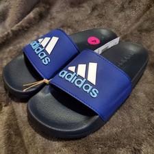 Adidas Adilette Shower Slides Kids Black  Blue Size 4